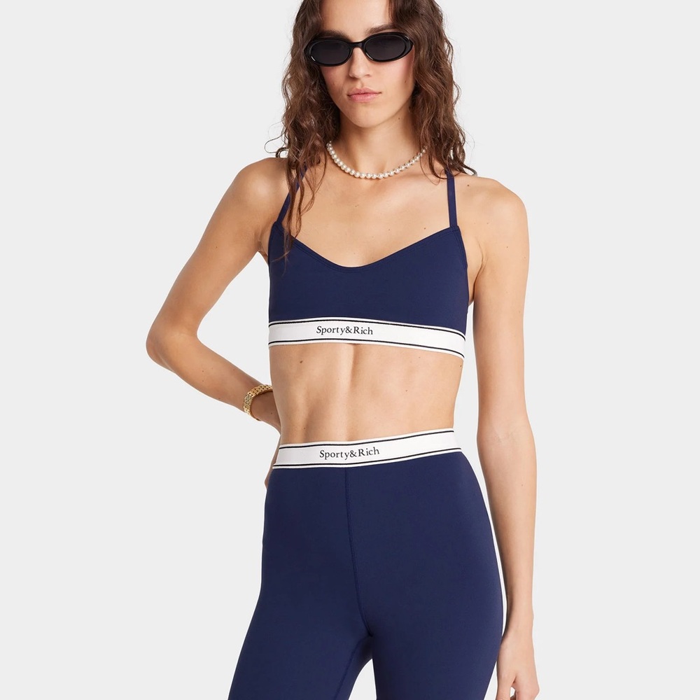 Sporty & Rich Women's Serif Logo Set in Navy